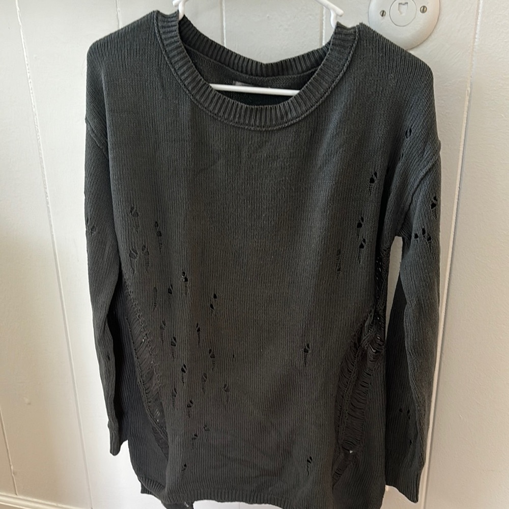 Distressed Dark Gray Sweater